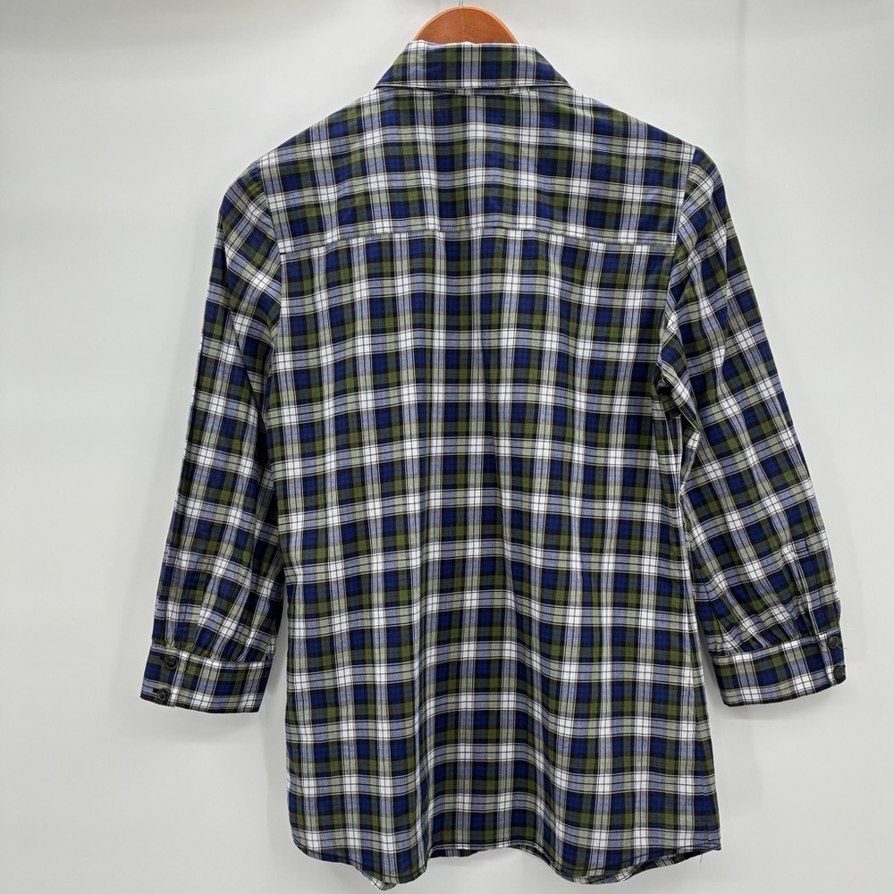 Tory Burch Tartan Plaid Button Ruffle Preppy Office Top Shirt Blouse Green 6 - Picture 6 of 7